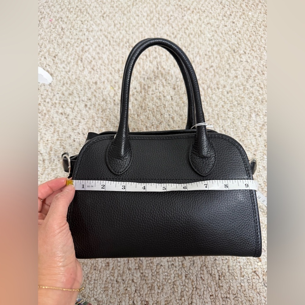 Lilium Firenze Made in Italy Genuine Leather Black Satchel new with tag - Picture 9 of 10